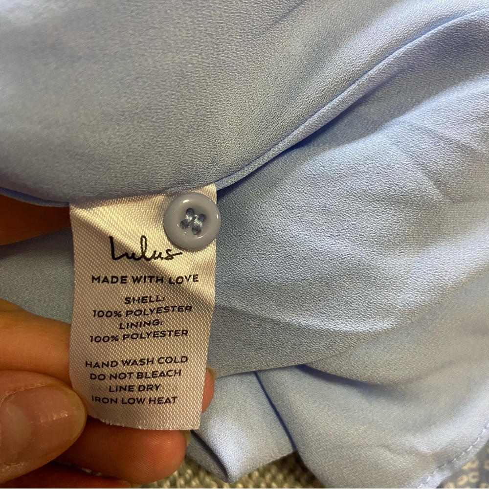NWOT Lulus Castana Light Blue Print Button-Up Dress - Picture 9 of 11